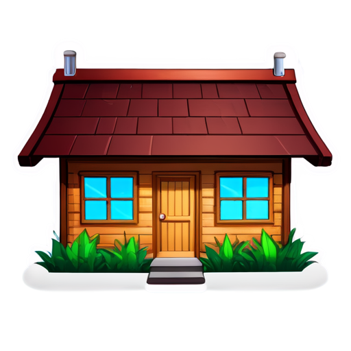 A simple wooden house - icon | sticker