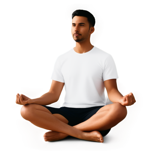 man working at a computer, sitting in lotus position - icon | sticker