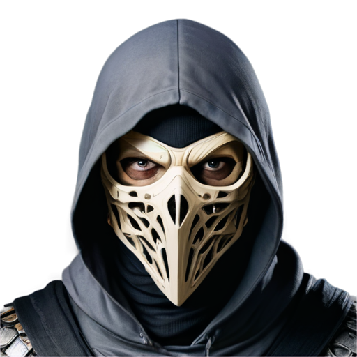 The front view of an assassin wearing a raven-beak-shaped mask - icon | sticker