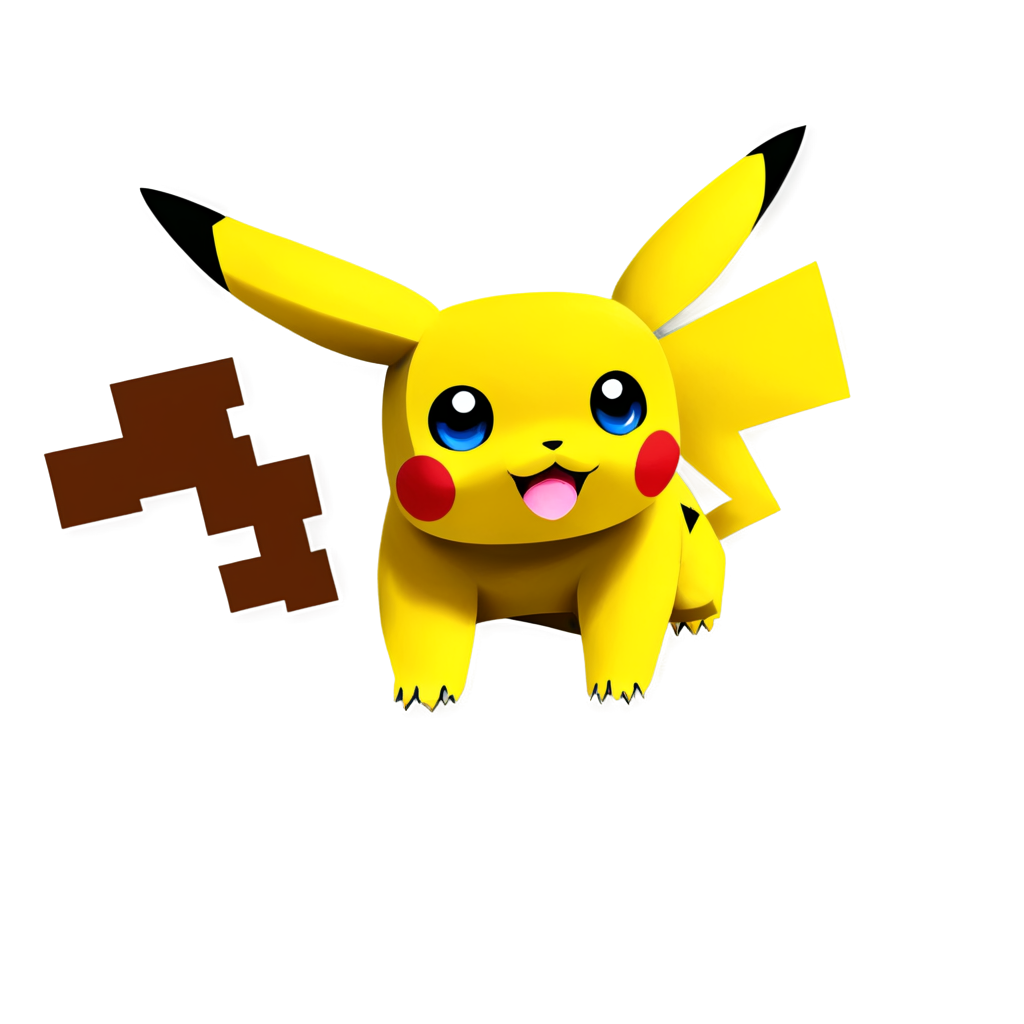 a cute Pikachu, minecraft style - icon | sticker