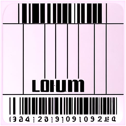 a label with a code 128 barcode and lorum ipsum text viewed at angle 30 degree - icon | sticker