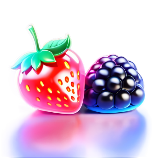 three berries lie: blueberries, blackberries and strawberries in pink - icon | sticker