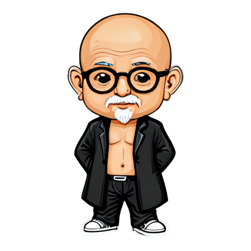 indian guru bald & glasses - icon | sticker