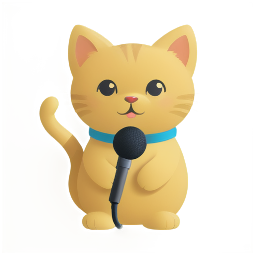 Cute Cat with a Microphone - icon | sticker