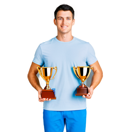 create image of a portfolio that shows a male person with its trophies - icon | sticker