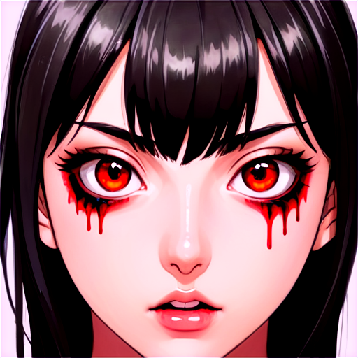 Anime ahegao face girl with red eyes and dark makeup - icon | sticker