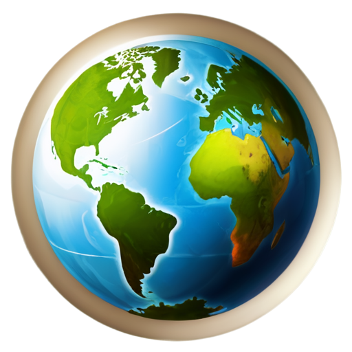 *Design an icon with a globe split in two, one half depicting industrialization and the other half illustrating nature, symbolizing the environmental impact of globalization.* - icon | sticker