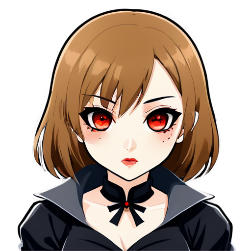 Bald Anime ahego vampire face girl with red eyes and dark makeup - icon | sticker