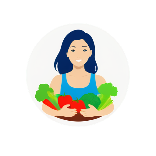 Logo for nutritionist, girl with vegetables - icon | sticker