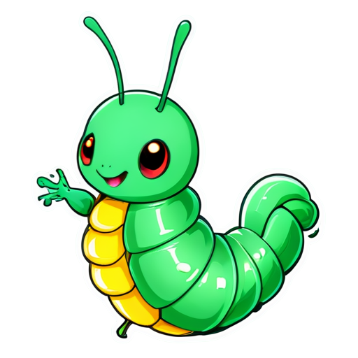 silkworm with silkworm chrysalis - icon | sticker