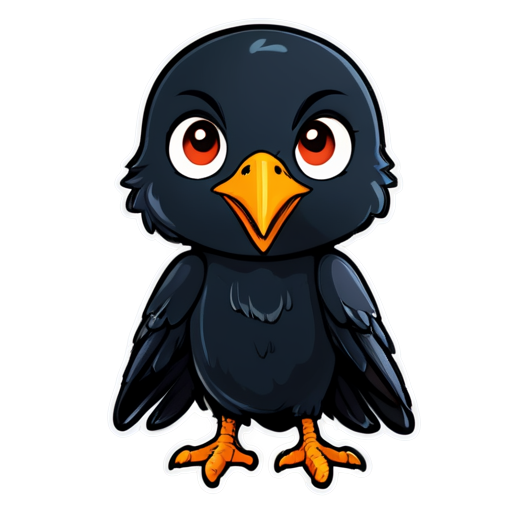 black crow dying of laugh, with a tear of laugh near the eye - icon | sticker