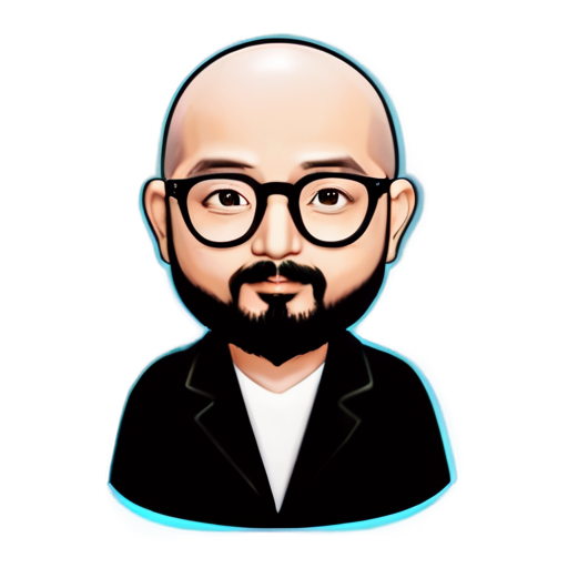 Indian guru bald with goatee & glasses - icon | sticker