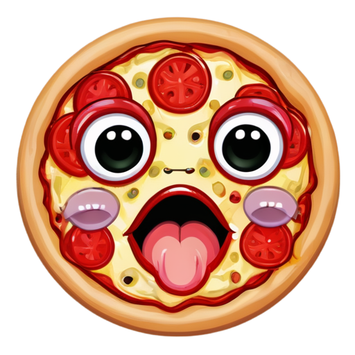 Pizza with a mouth and five eyes. - icon | sticker