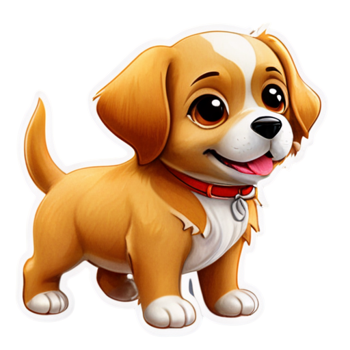 dog, cartoon, drawn, 3d, stickers - icon | sticker