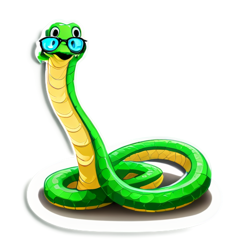 a snake in the form of a long piece of paper with glasses - icon | sticker