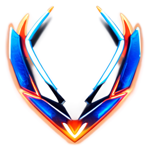 A sleek and modern 'V' shape design with a futuristic and high-tech aesthetic. The 'V' is illuminated with neon blue and white glowing lights, surrounded by dynamic fiery effects with bright orange and red flames. The background should be transparent, emphasizing the glowing 'V' and fire. The overall design should be minimalist, visually striking, and convey a sense of advanced technology and energy. - icon | sticker