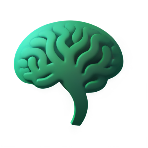 Create an AI application icon featuring a side profile of a brain with a modern, intelligent aesthetic. The icon will serve as both an app launcher and chat avatar for an AI enterprise. Key design elements: Main subject: Detailed side view of a brain Background: Deep forest green (boreal forest tone) Circuit elements: Neural nodes connected by weighted circuit lines with flow effects Visual style: Minimalist with organic curves Special effects: Incorporate data streams, light rays and particle elements The overall design should convey advanced AI capabilities while maintaining visual elegance and clarity. - icon | sticker