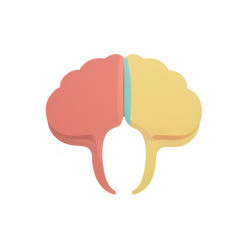 Abstract Flat Style Sponge Texture Left and Right Half Open Mouth Brain - icon | sticker