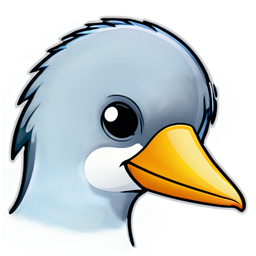 A simple line-drawn cartoon avatar of a cute bird's head with its beak open, in profile. - icon | sticker