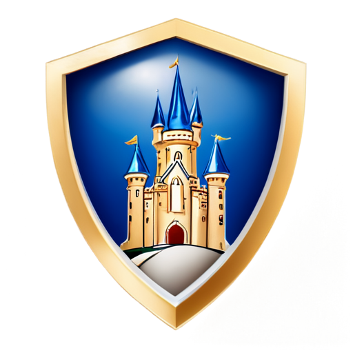 Imagine a logo with a shield and a stylized castle in the center. Around the castle, you can add abstract lines or patterns that symbolize a network or data - icon | sticker