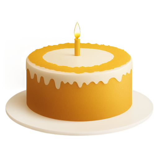 Create a super realistic coconut cake, like a photo with gold candles - icon | sticker