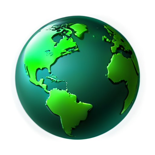 globe icon, internet icon, realistic, emerald colors - icon | sticker