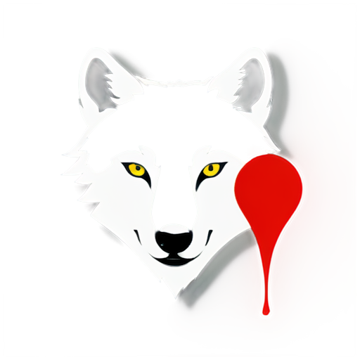 wolf face with blood drop on its maw transparent background simple colors - icon | sticker