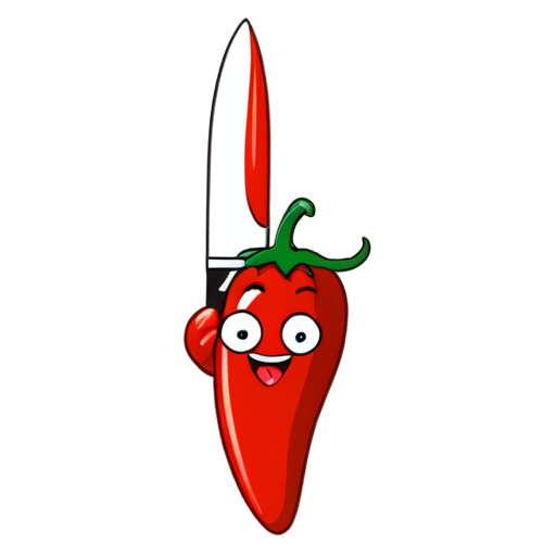 Chili emoji holding a knife - icon | sticker