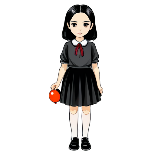 Wednesday Addams with colored balloons - icon | sticker