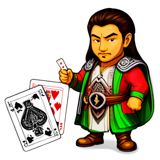 chingis khan with poker card - icon | sticker