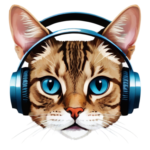 A cat head with headphones - icon | sticker