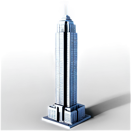 minimalistic 3d model of skyscraper. B&W no colors. Minimalistics. No details - icon | sticker