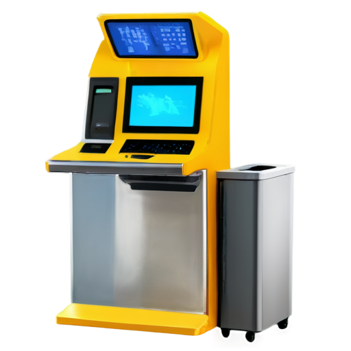 self-service terminal in yellow-orange colors - icon | sticker