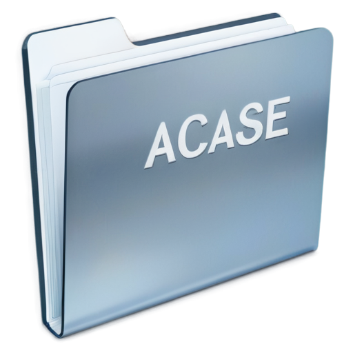 thick silver folder with papers. the inscription on the folder is "Case". sheets should stick out of the folder. the background is transparent. the image should take up 50% of the picture. - icon | sticker