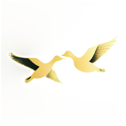 Flying geese, chinese type, simple background,simlpe line,gold on black,logo design, black background, - icon | sticker