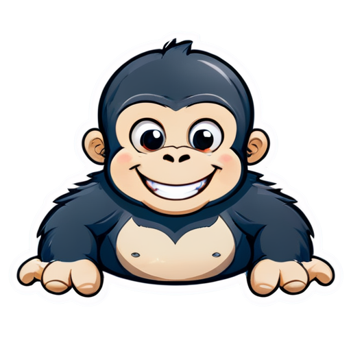 Sticker, Beautiful, kind gorilla, smiling - icon | sticker