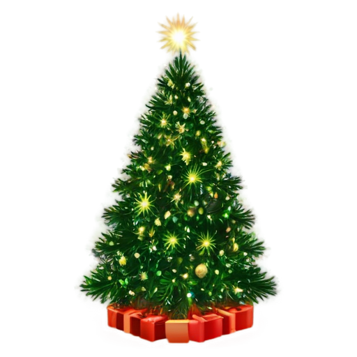 fireworks around christmas tree - icon | sticker