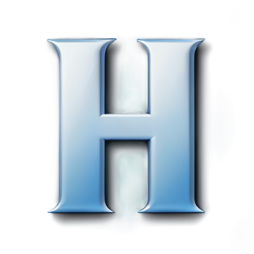 A bold, uppercase letter "H" as the central element. The icon should be easily recognizable at small sizes, like a favicon, so the "H" should remain simple and not overly complex. The icon should be white on a blue background - icon | sticker