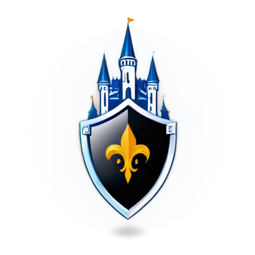 Imagine a logo with a shield and a stylized castle in the center. Around the castle, you can add abstract lines or patterns that symbolize a network or data - icon | sticker