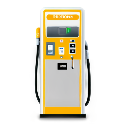 fuel dispenser on transparent background in yellow-orange colors with nozzle out - icon | sticker