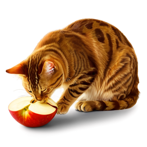 cat eat apple - icon | sticker