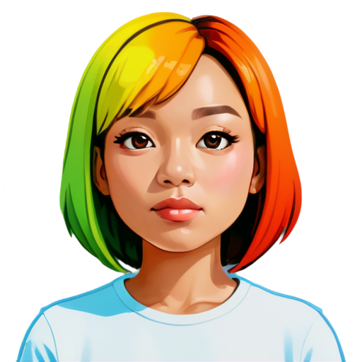 a half-profile headshot of a colorful digital figure in abstract style with a white background - icon | sticker