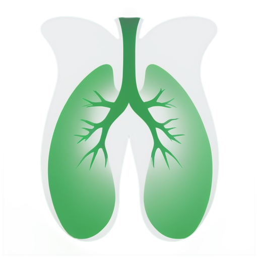 lungs deep breath with white fill, green border - icon | sticker