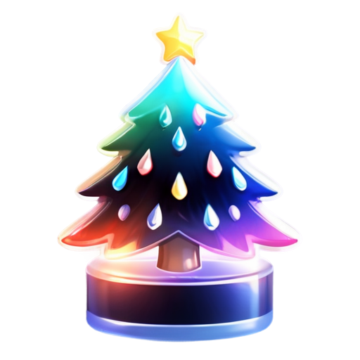 flash picture with fireworks around christmas tree - icon | sticker