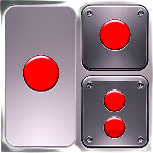 red button, computer games, square, vertical, minimalism, metal - icon | sticker