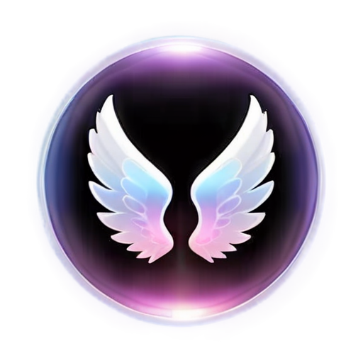 mystical logo, beautiful symmetrical angel wings forming a circle transparent background, - icon | sticker