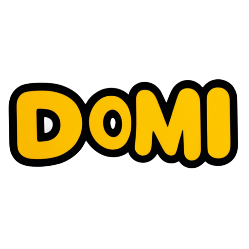 Generate icon with word DOM in yellow stile - icon | sticker