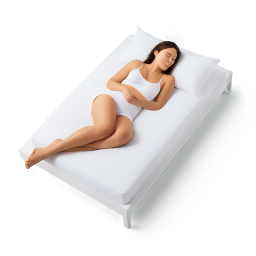 beautiful european woman sleeping in white bed - icon | sticker