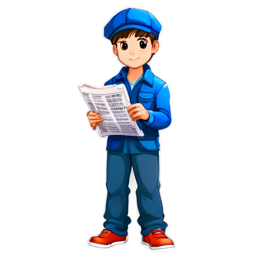 newsboy with newspaper, transparent background - icon | sticker