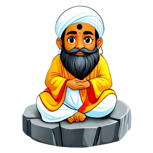 indian guru sat on a mountain - icon | sticker